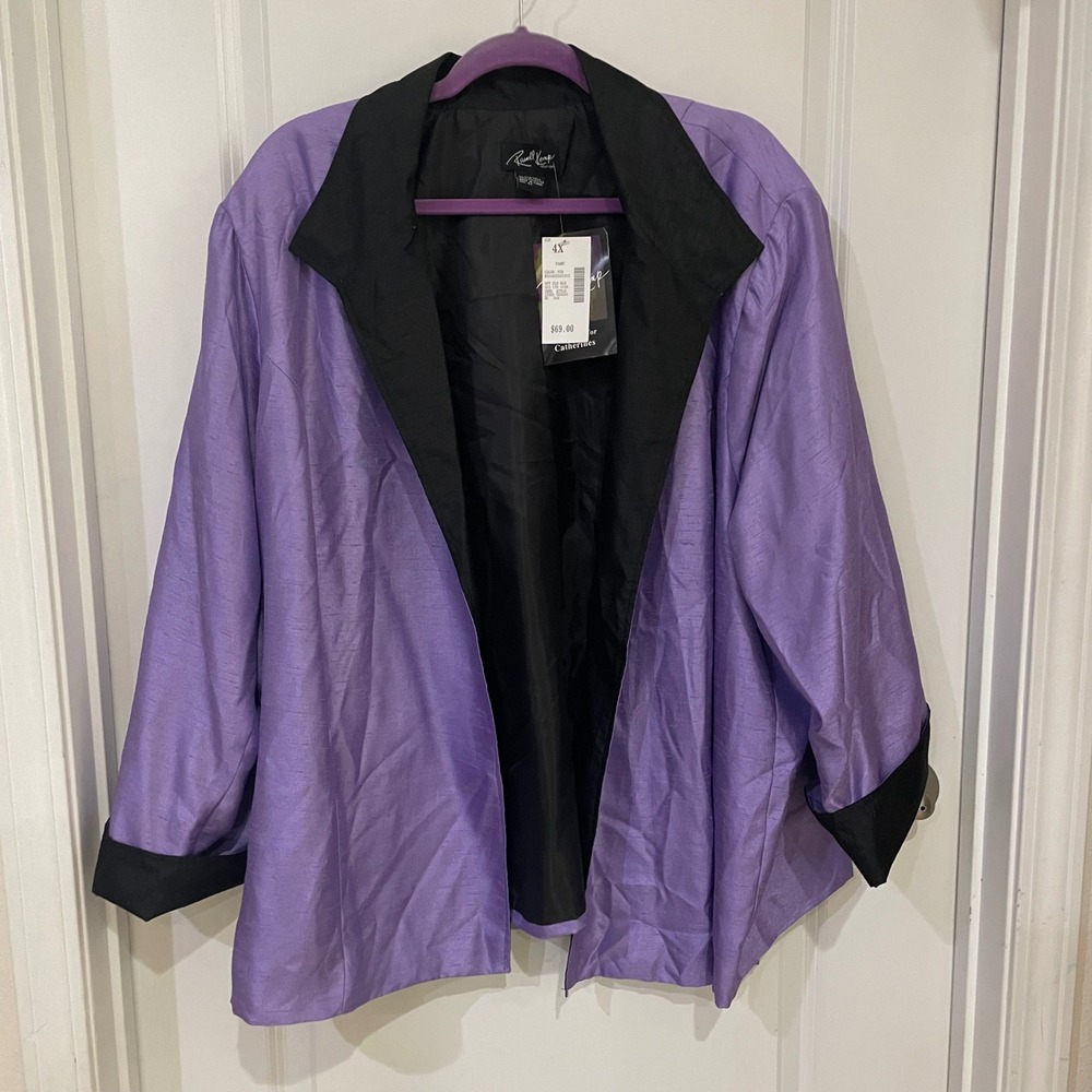 Russell Kemp Catherines Purple Faux Silk Evening Jacket Blazer Plus Size 4X NEW
